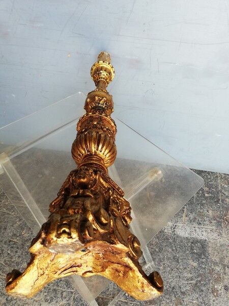 Wooden candlestick and gilded stucco from the beginning of the 20th century