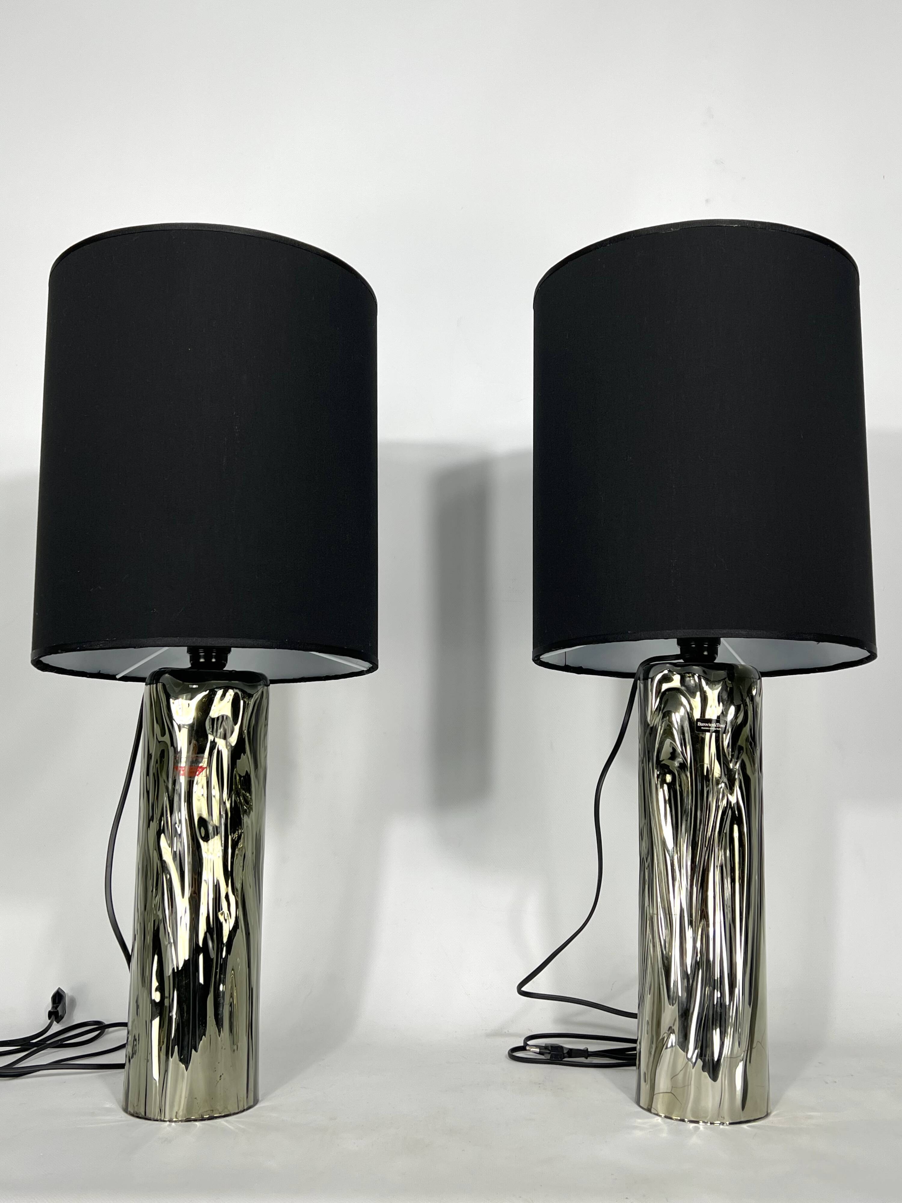 Barovier & Toso, pair of Murano glass table lamps from 70s. Labeled