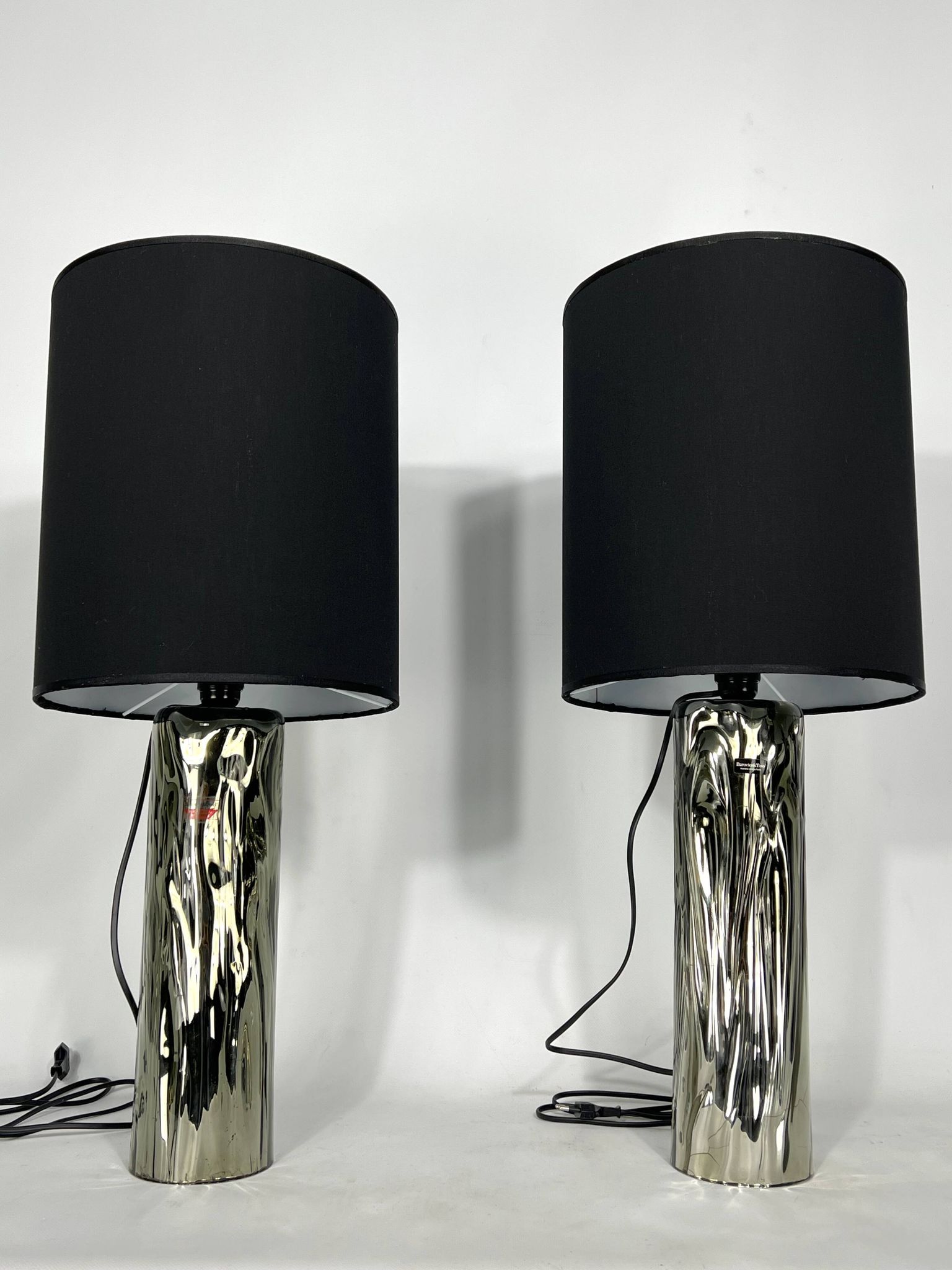 Barovier & Toso, pair of Murano glass table lamps from 70s. Labeled