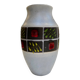 Vintage West Germany Vase – White Ceramic & Multicoloured Graphic Frieze