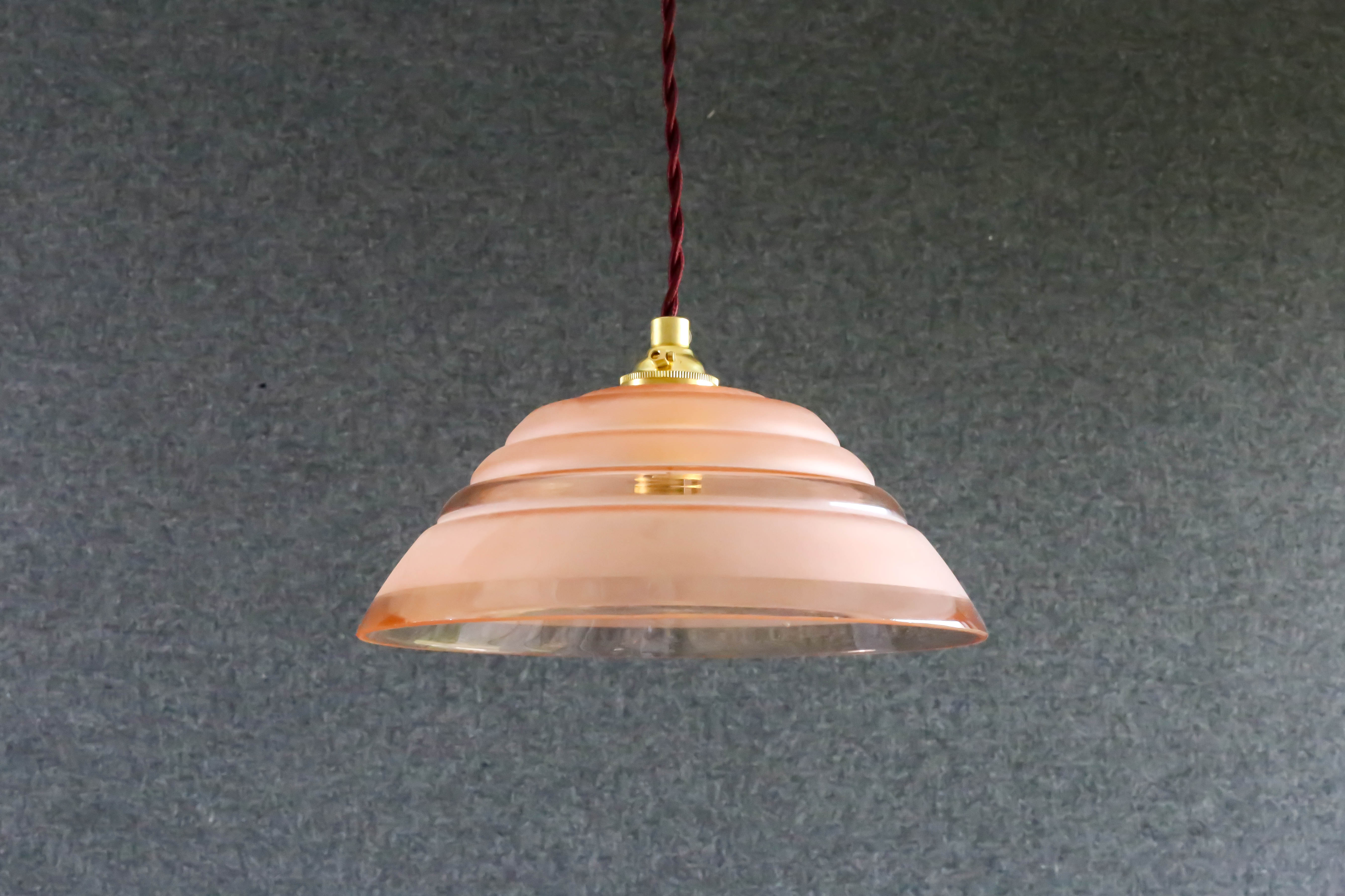 1950s style antique pink glass pendant light