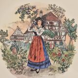 Large round serving dish earthenware Sarreguemines - OBERNAI - H. LOUX