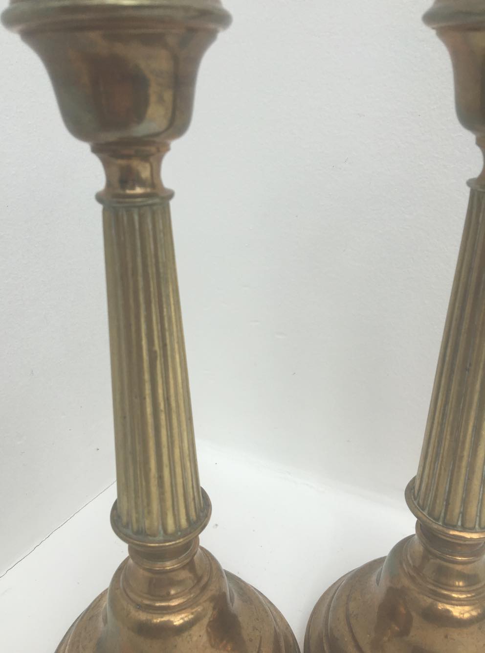 Pair antique bronze candlesticks