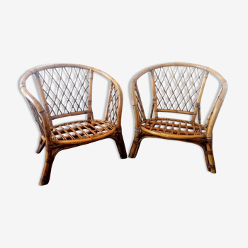 Pair of rattan armchairs, circa 1960