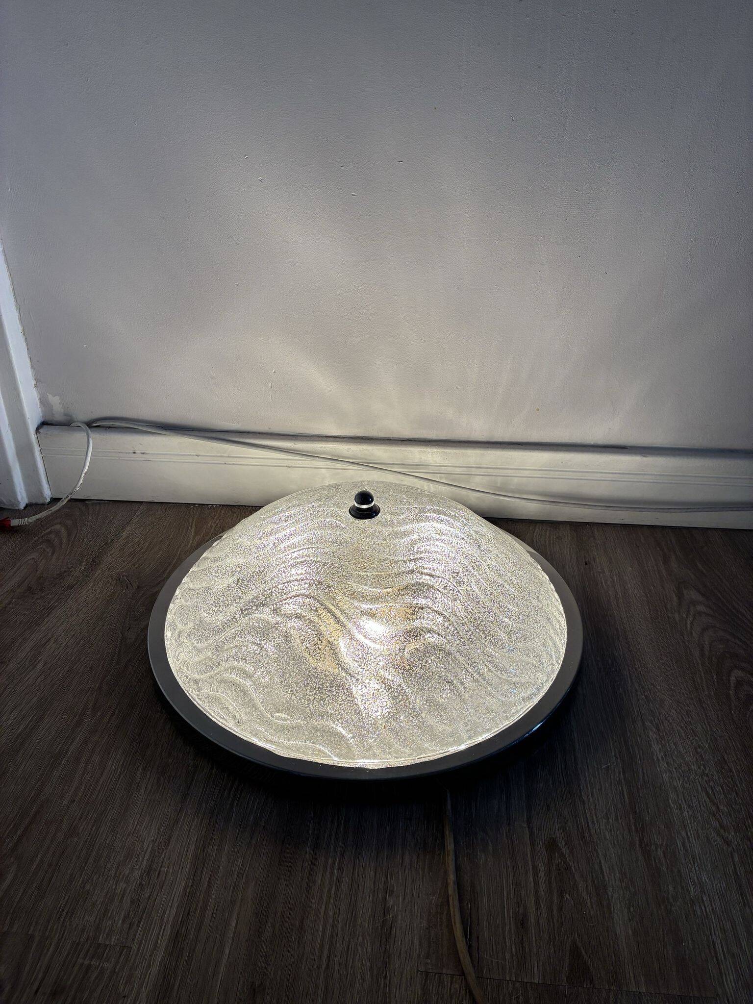 Fischer Leuchten ice glass ceiling light, chrome, 1970s