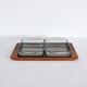 Danish Modern Teak Serving Tray with Glass Bowls by Wiggers, Denmark, 1960s