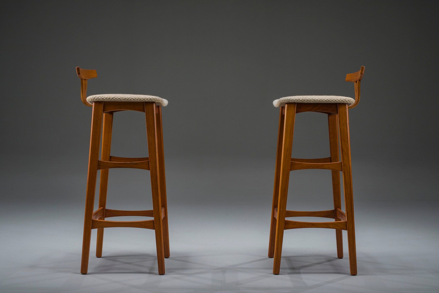 Danish modern teak bar stools by Dyrlund, Denmark, 1960s, set of 2