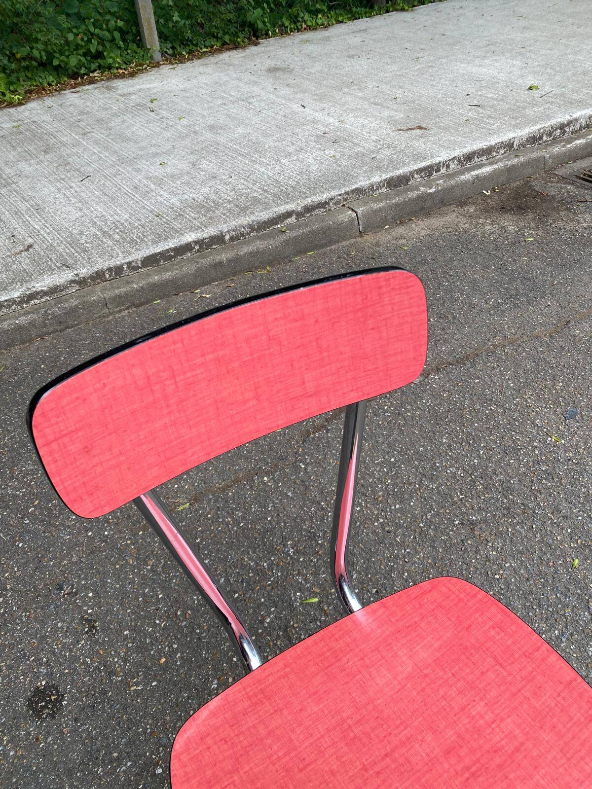 Vintage pink formica chair from the 1960s