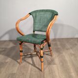 Lot 7 green chairs terrace rattan a 50´s 60´s