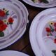 7 printed floral enamel plates "bon voyage" Made in China