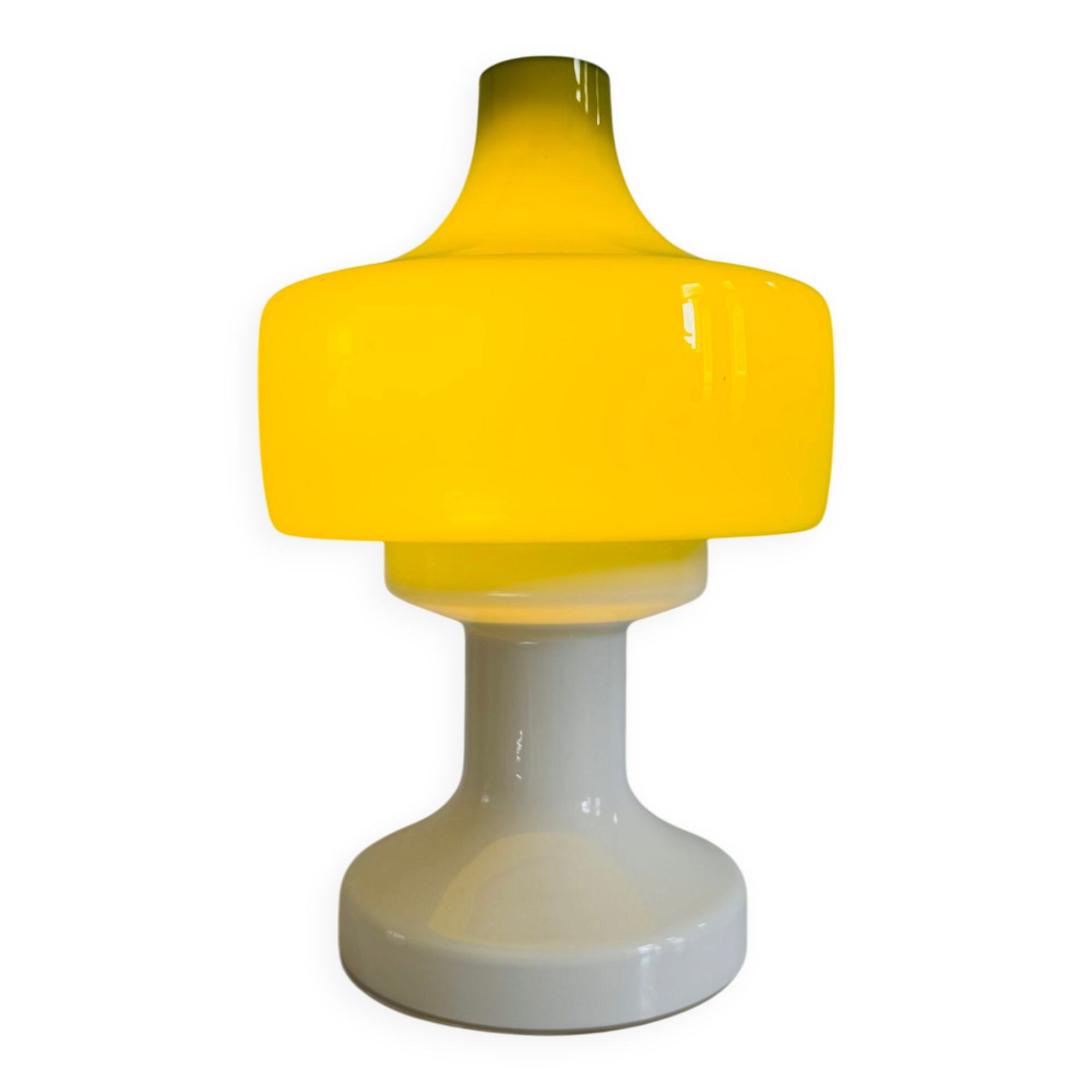 Sculptural Table Lamp In Green And Opal Glass By Dijkstra Lampen, The Netherlands 1960S
