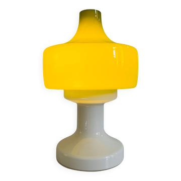 Lampe de table sculpturale en verre vert et opale par Dijkstra Lampen, Pays-Bas, années 1960.