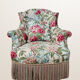 Napoleon III period armchair, floral fabric with cushion.
