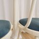Lot de 4 chaises de salle à manger vintage en bois courbé blanc de style Ligna avec assise bleue