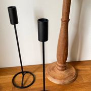 Bougeoirs teck et acier vintage