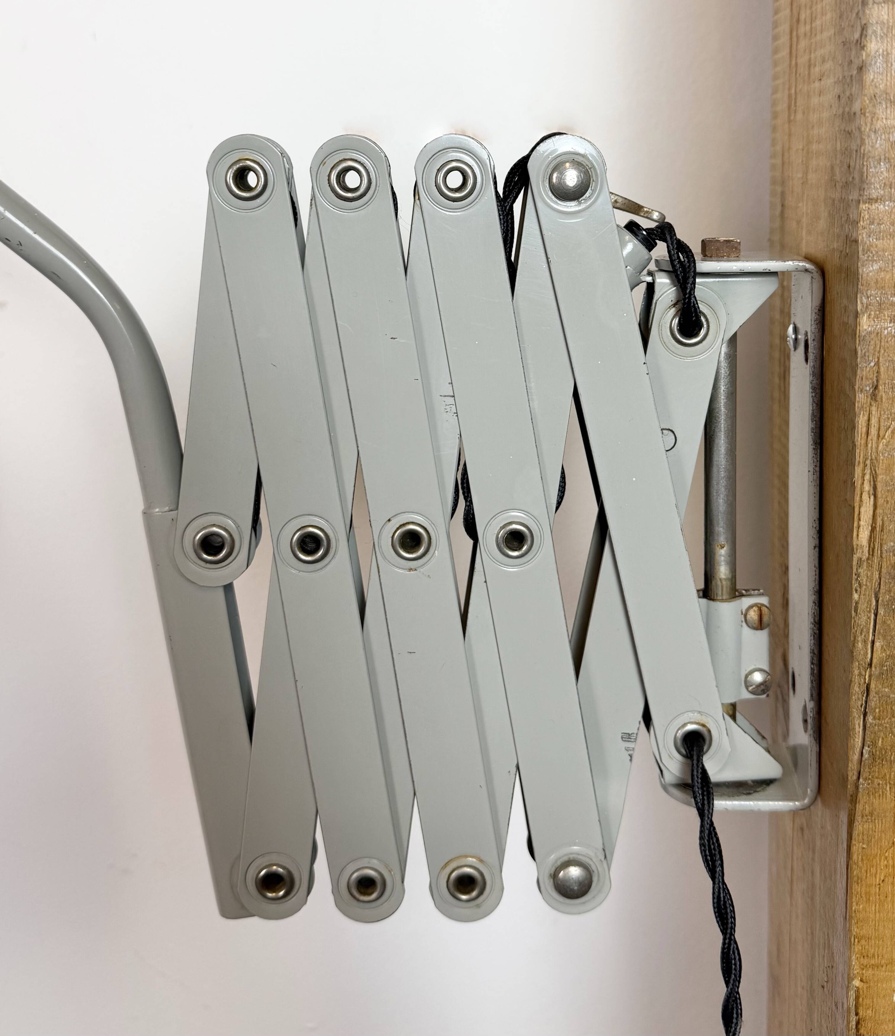 Grey German Industrial Scissor Wall Lamp from SIS, 1960s