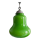 Mid-century portuguese green opaline glass hanging lamp 1960s