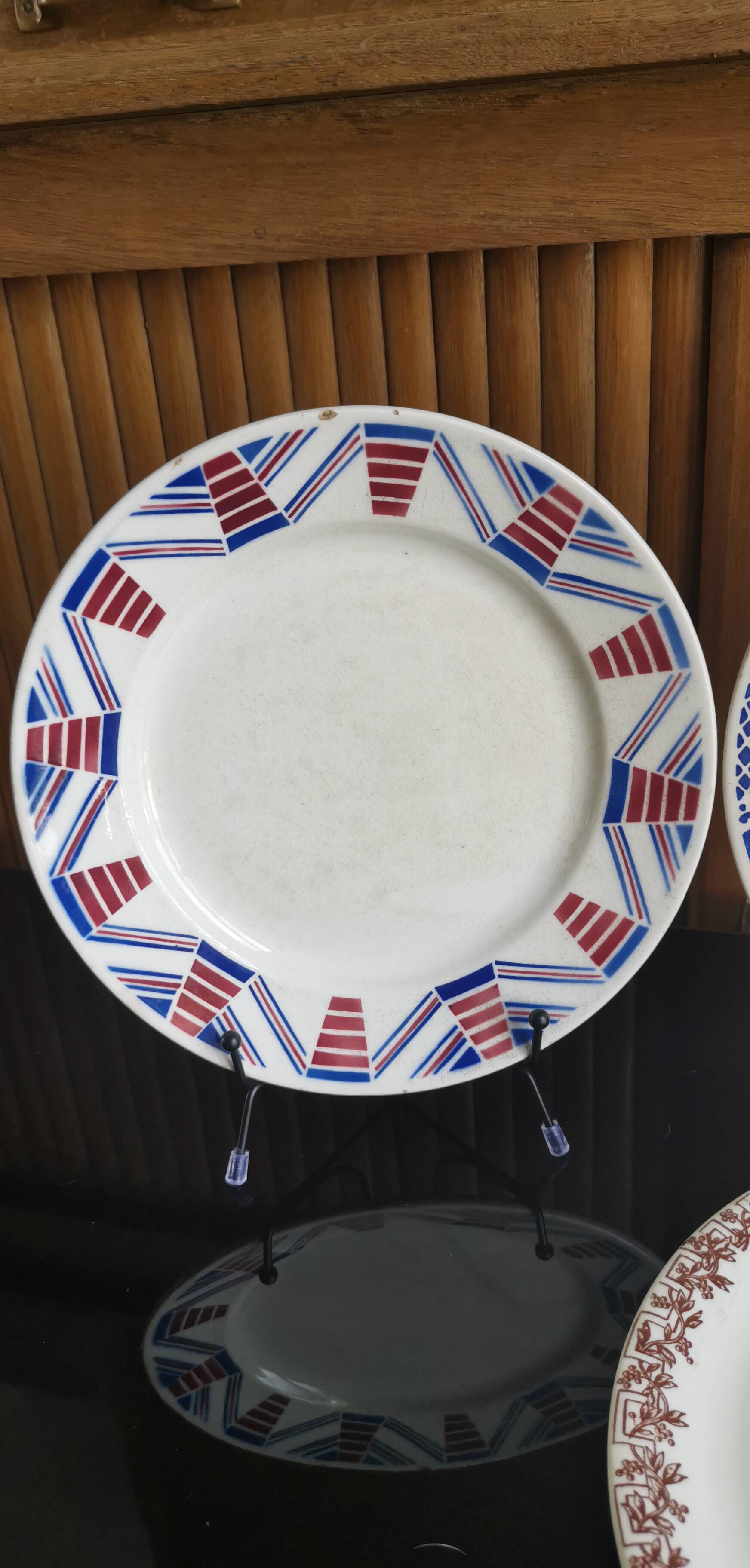 4 old mismatched plates Gien, St Amand, K&G Lunéville