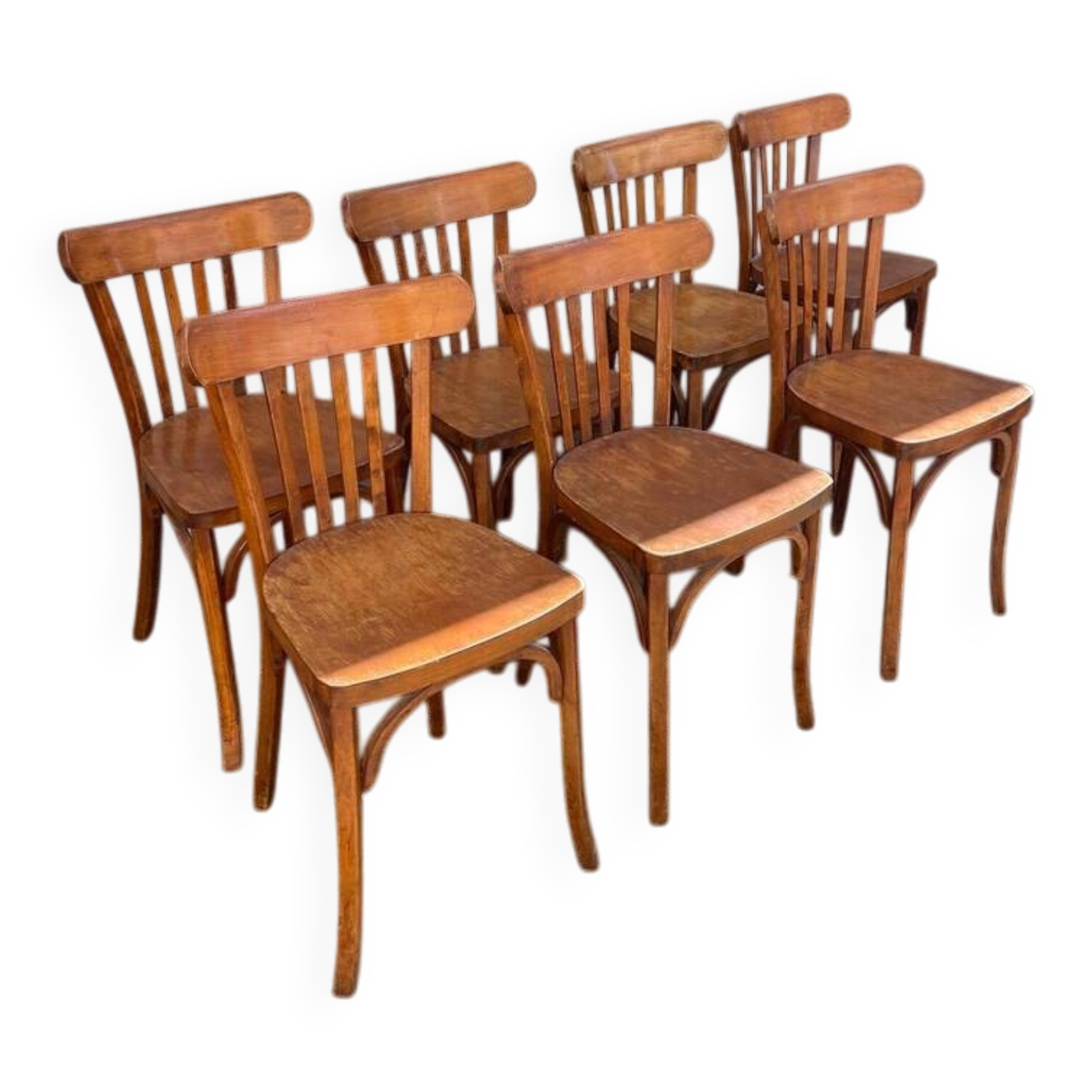7 chaises bistrot vintage style Thonet Baumann