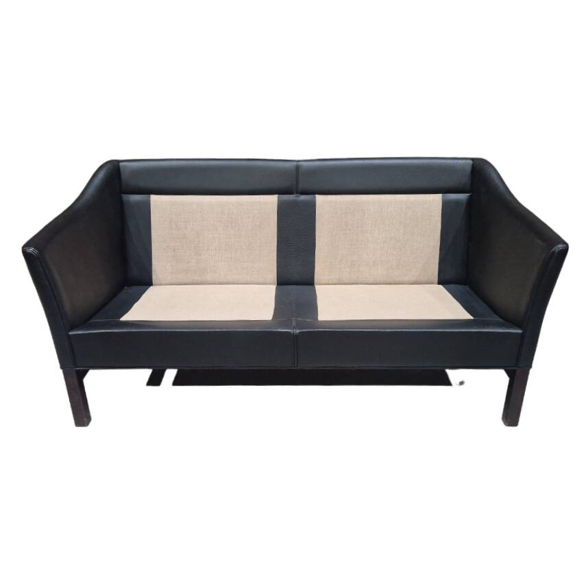 Vintage Scandinavian black leather sofa