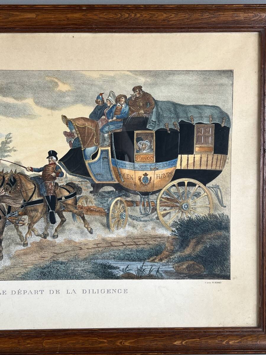 Paire de gravures d’après Horace Vernet, Scènes de diligences, XIXe Siècle