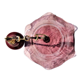 Bubble glass pendant light with engraved inscription of the town of Biot circa 1950