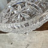 Large chiseled crystal sugar bowl
