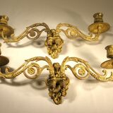 Pair of gilded brass chandeliers