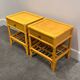 Pair of vintage bamboo & wood nightstands with drawer, 1970s