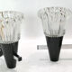 Pair of torch wall light or black and Chrome 60-70s cones