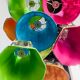 Abats-jour en suspension en tissu multicolore