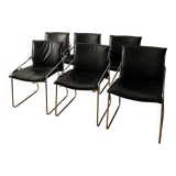 Ensemble de 6 chaises en cuir circa 1970