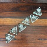 6 ice cube candle holders, molded glass