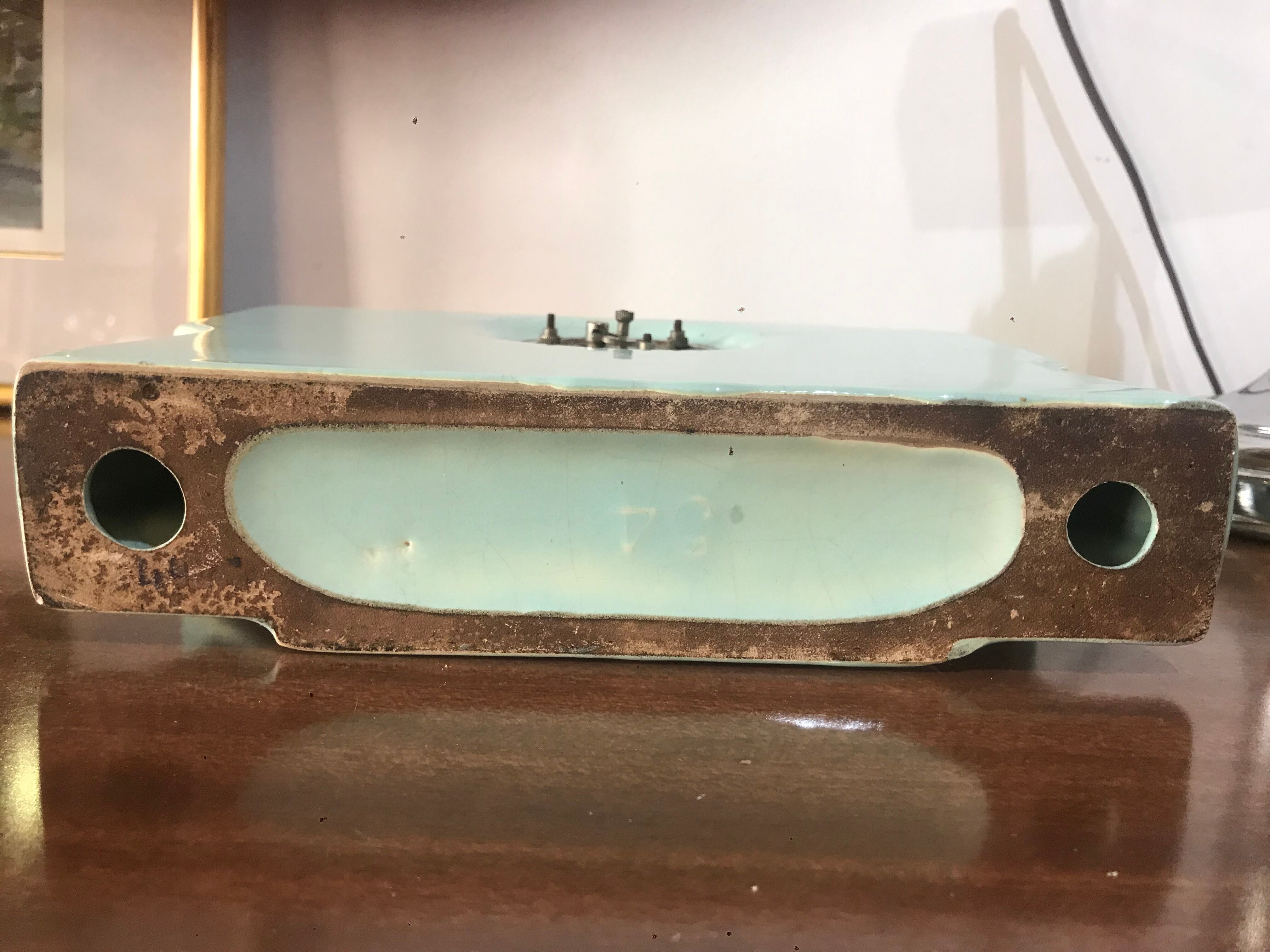 Art Deco sky blue earthenware pendulum