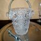 Diamond cut crystal ice bucket with ice tongs