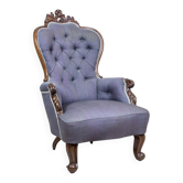 Neo-Rococo Walnut Chair with Violet Fabric, 1860