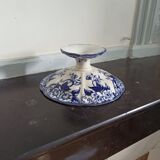 Presentoir en faience creil montereau flora ancien compotier sur piedouche