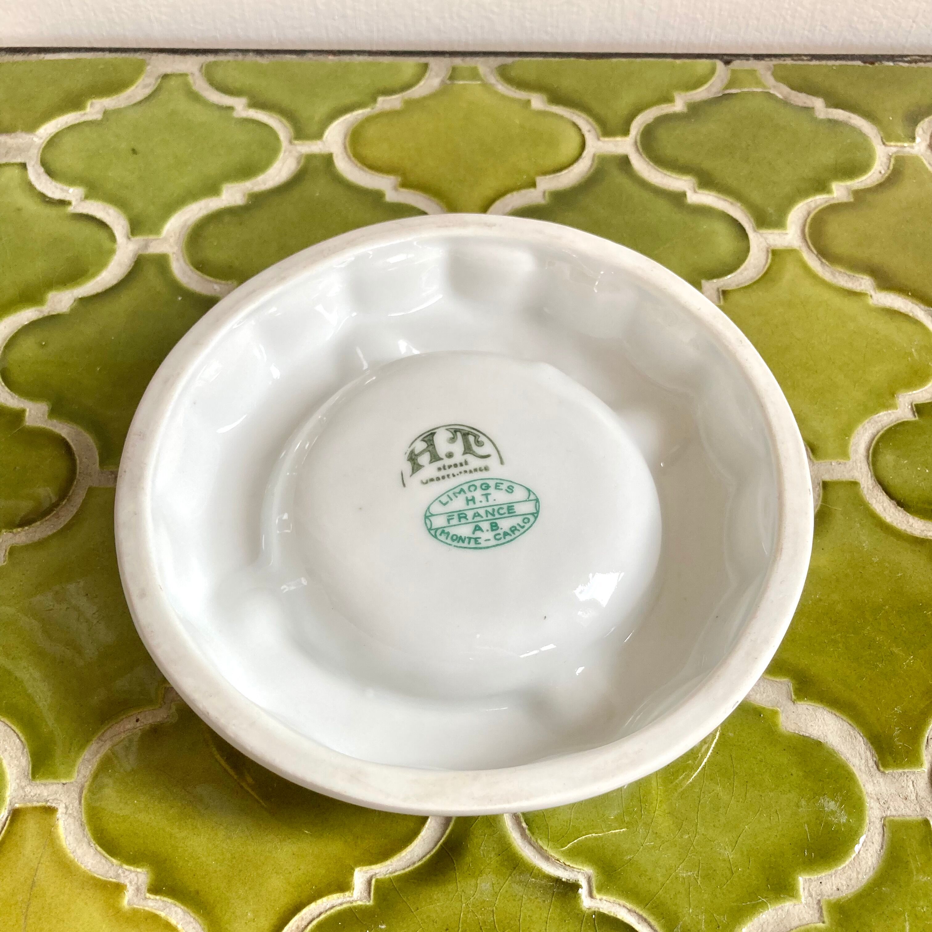 Vintage Limoges porcelain ashtray with Monaco decor