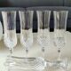 Lot 5 Flûtes Champagne/Cristal d Arques/Mod. Longchamp. Pointes diamant