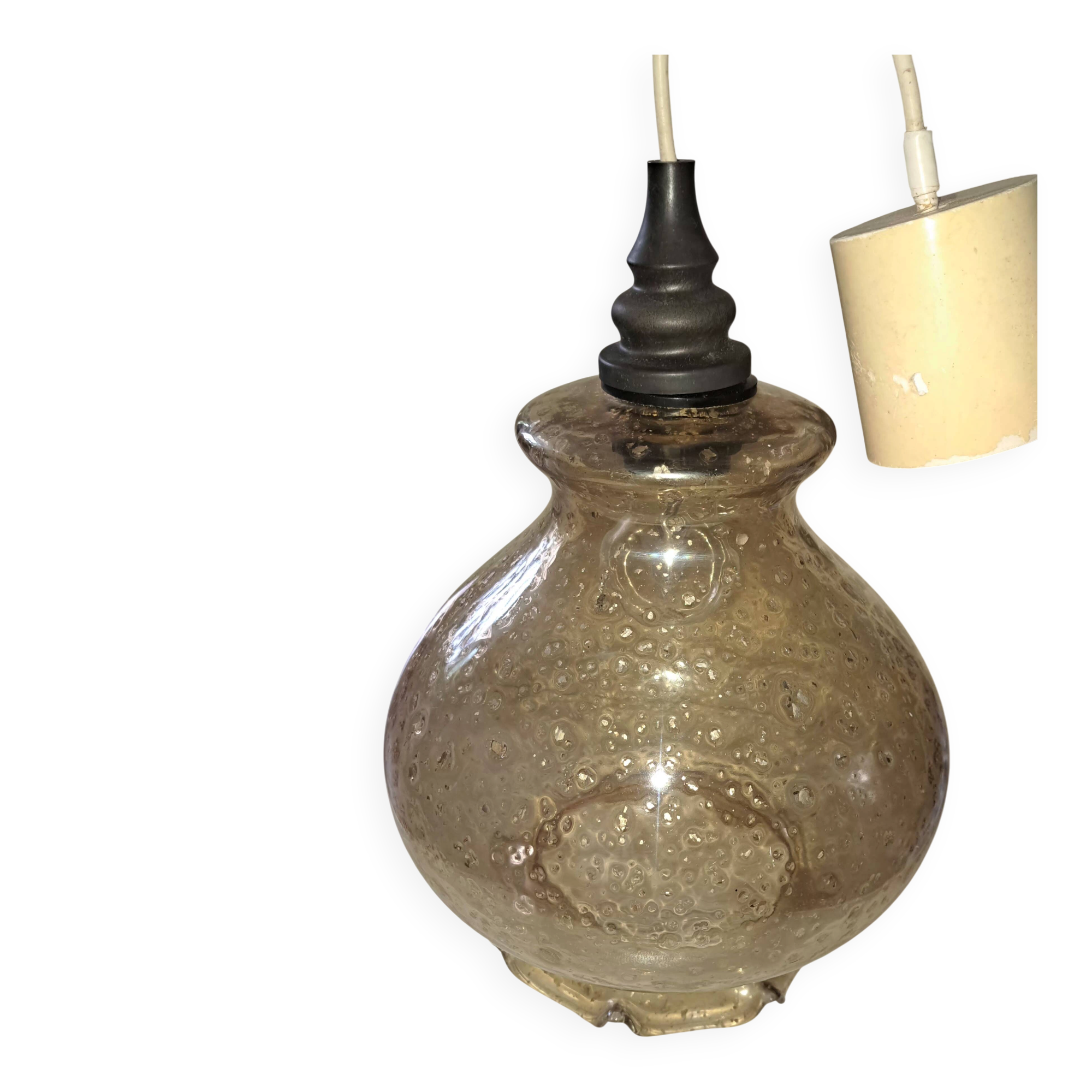 Vintage glass blown pendant. Year 1970.