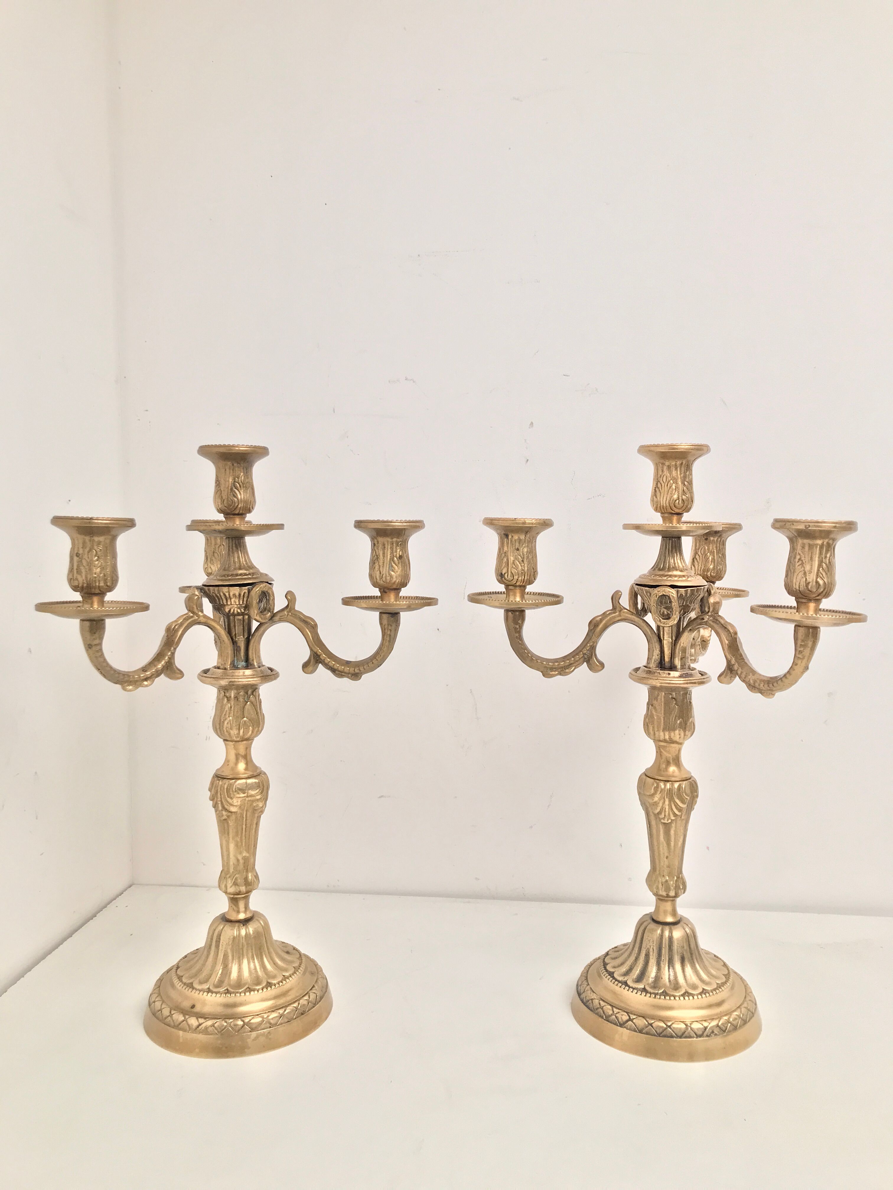 Brass candle holders 3 branches 4 fires