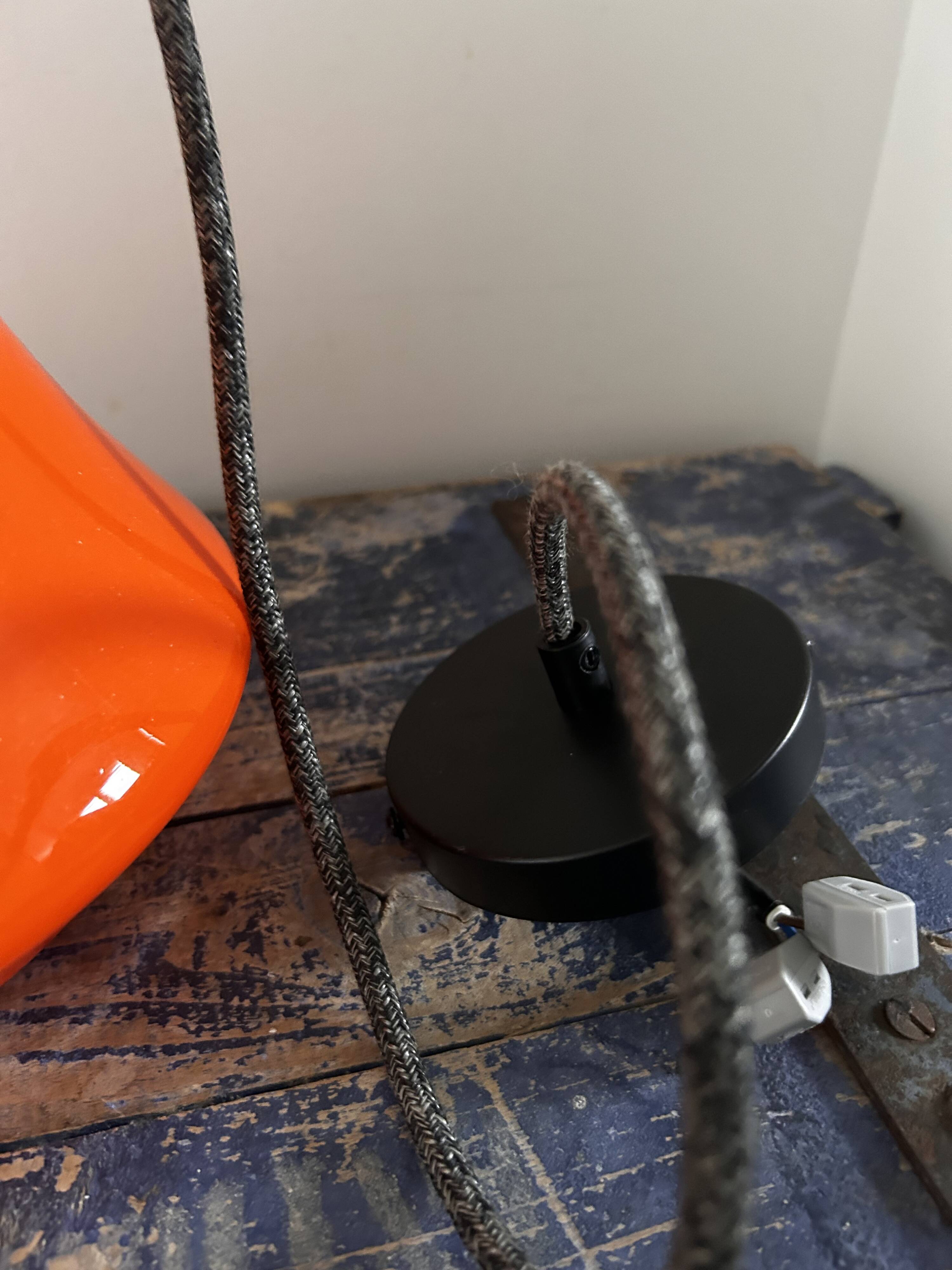 Vintage pendant light in orange opaline