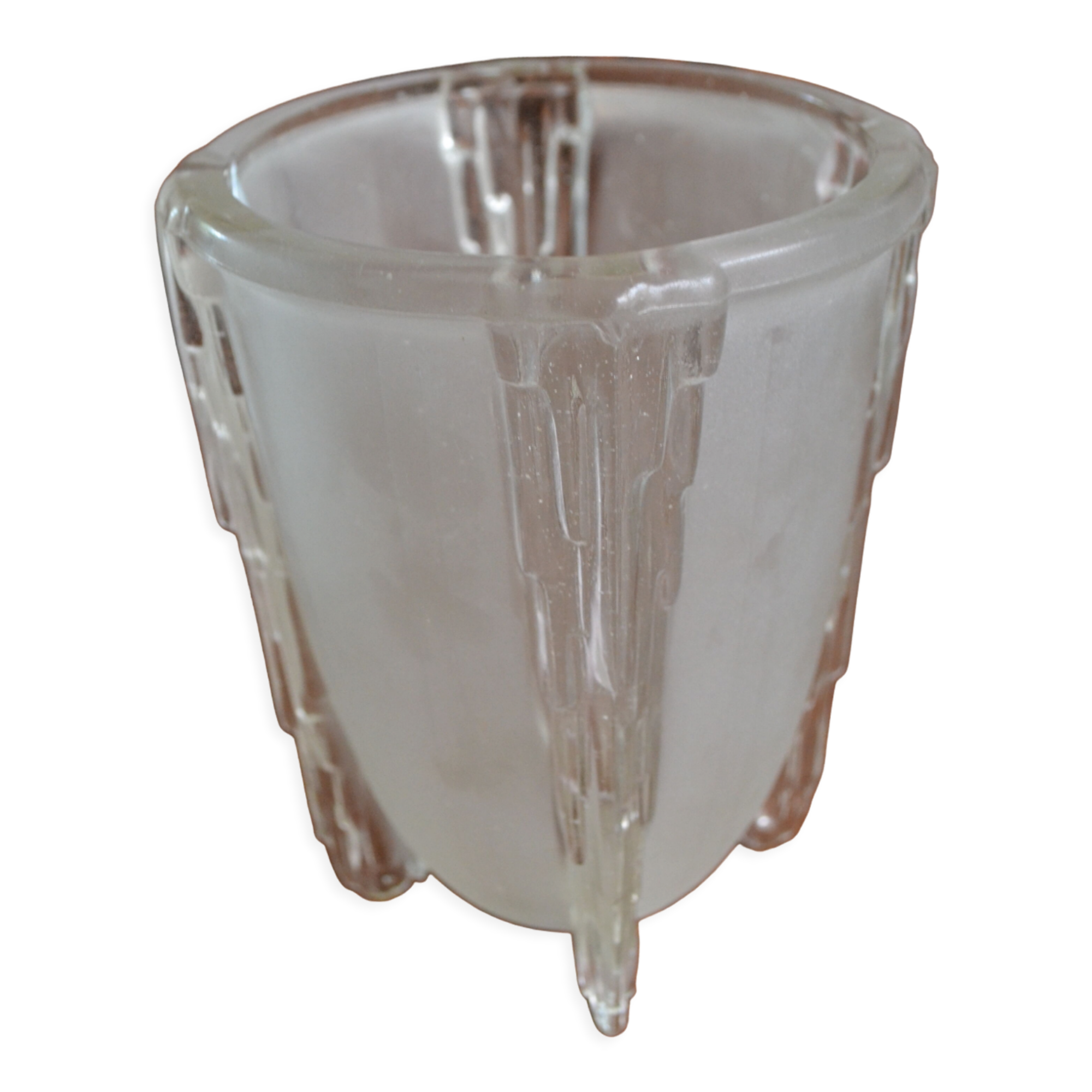 Tulipe art déco verre opalescent de EJC Ezan modèle stalactites