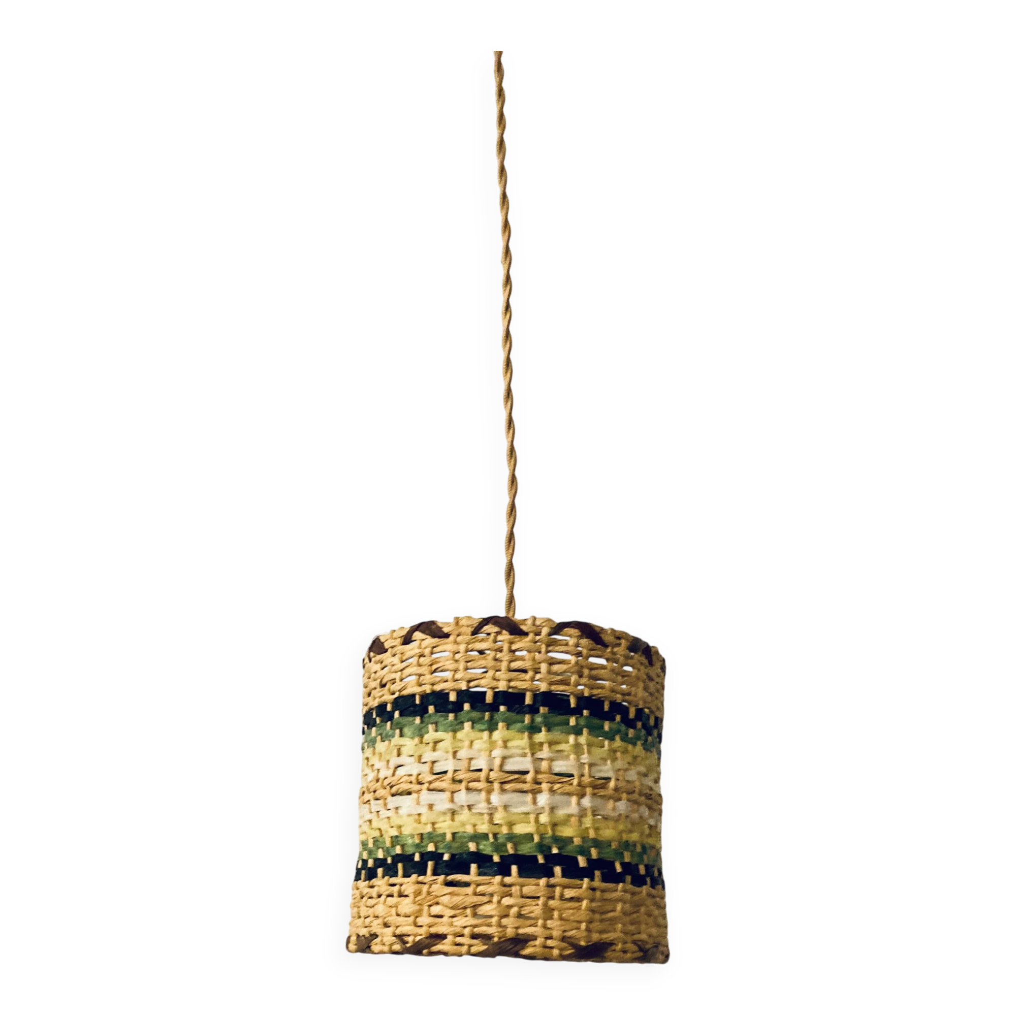 Rattan lamp, fabric cable 3 metres