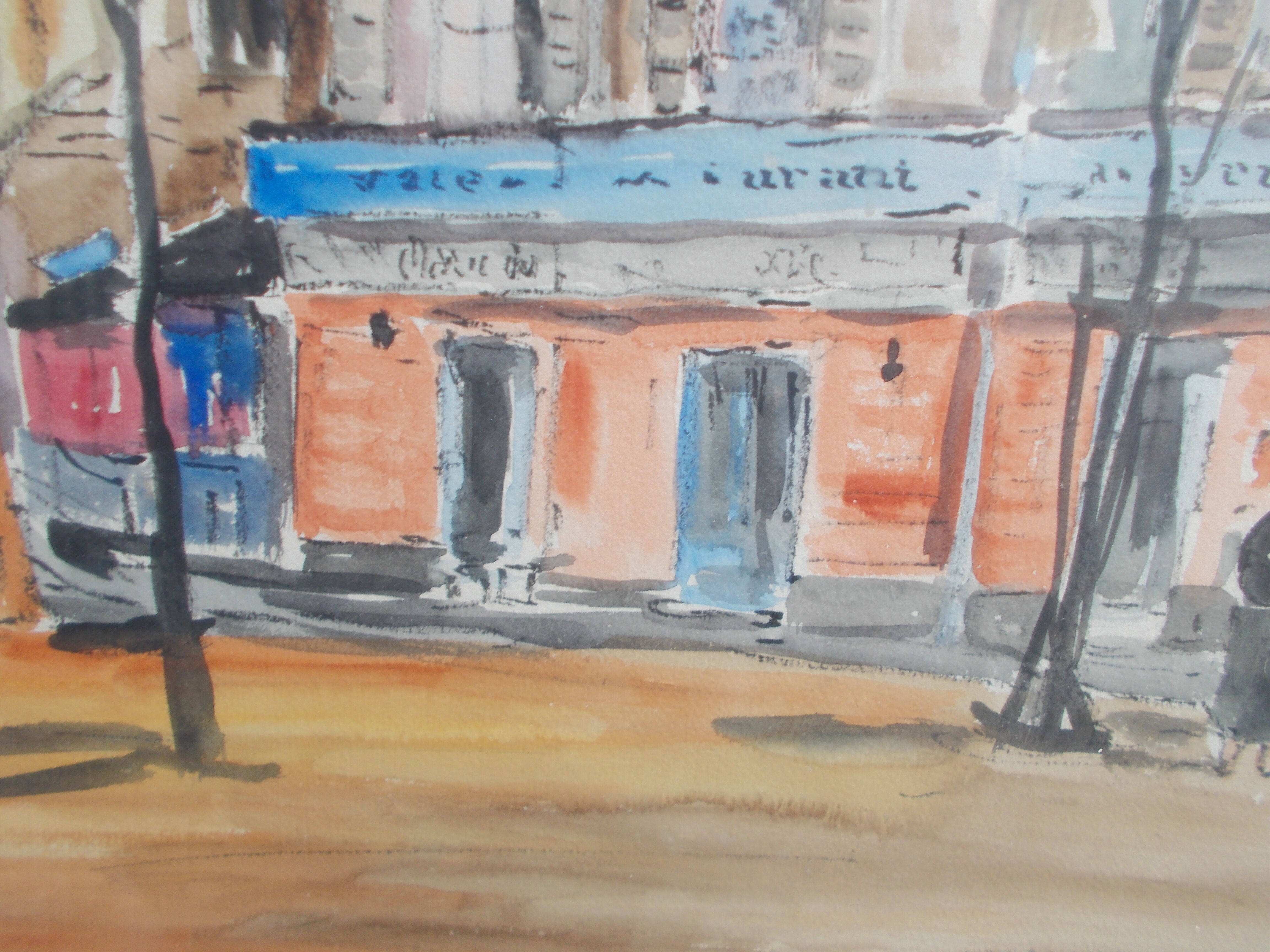 Watercolor painting Paris 1954 Jean Micas