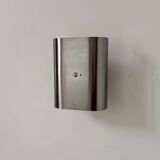 Vintage curved brushed metal wall light, France 1970