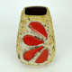 Vase en fat lava des années 50 es-keramik wgp avec glaçure marron beige et motif de feuille rouge.