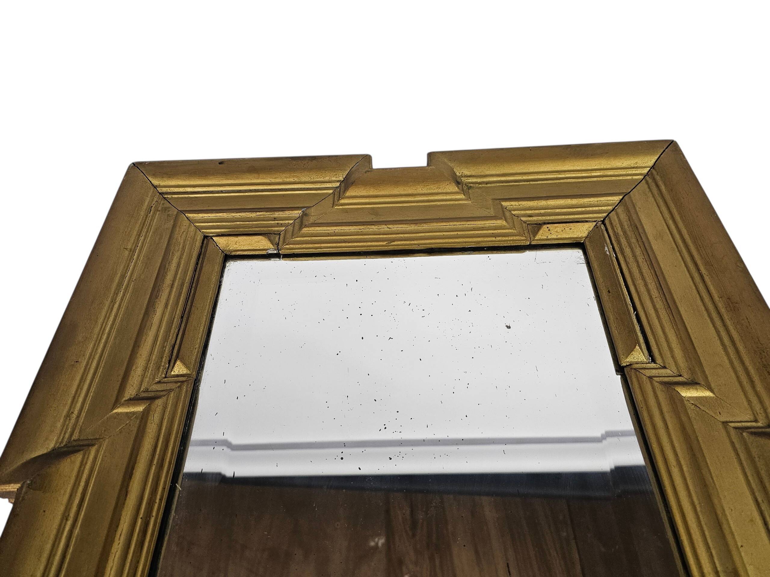 Art déco – Miroir tabernacle – doré – verre taillé – 19e siècle