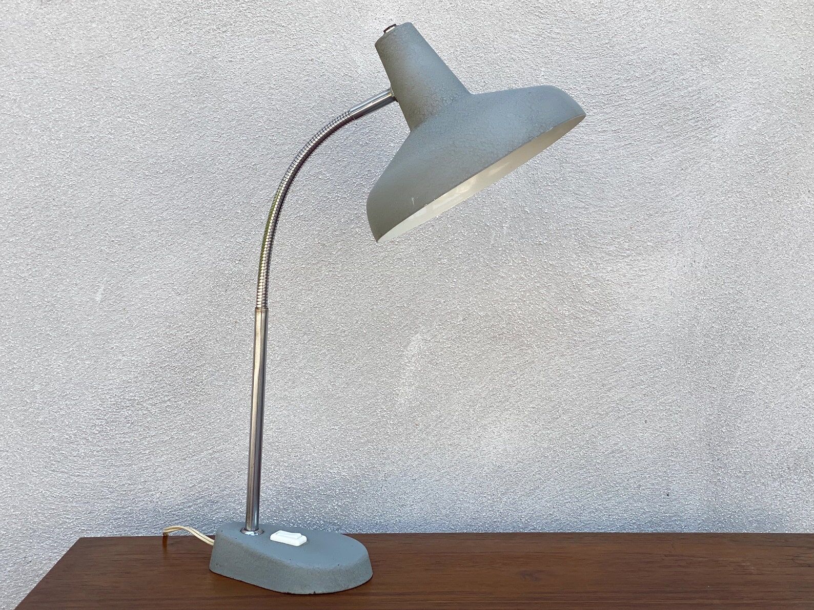 XL Mid Century Aluminor France gray desk lamp / table lamp