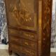 Secretary with a curved drop-leaf in floral marquetry, mid-19th century.
